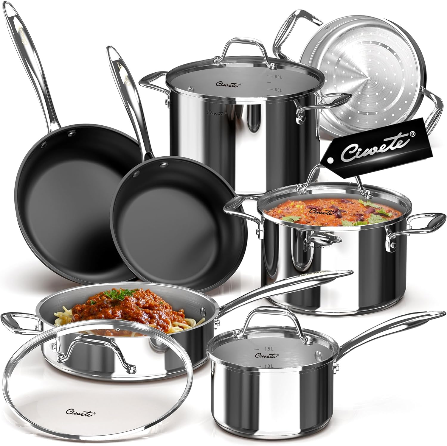 Ciwete 11-Piece Tri-Ply Stainless Steel Set