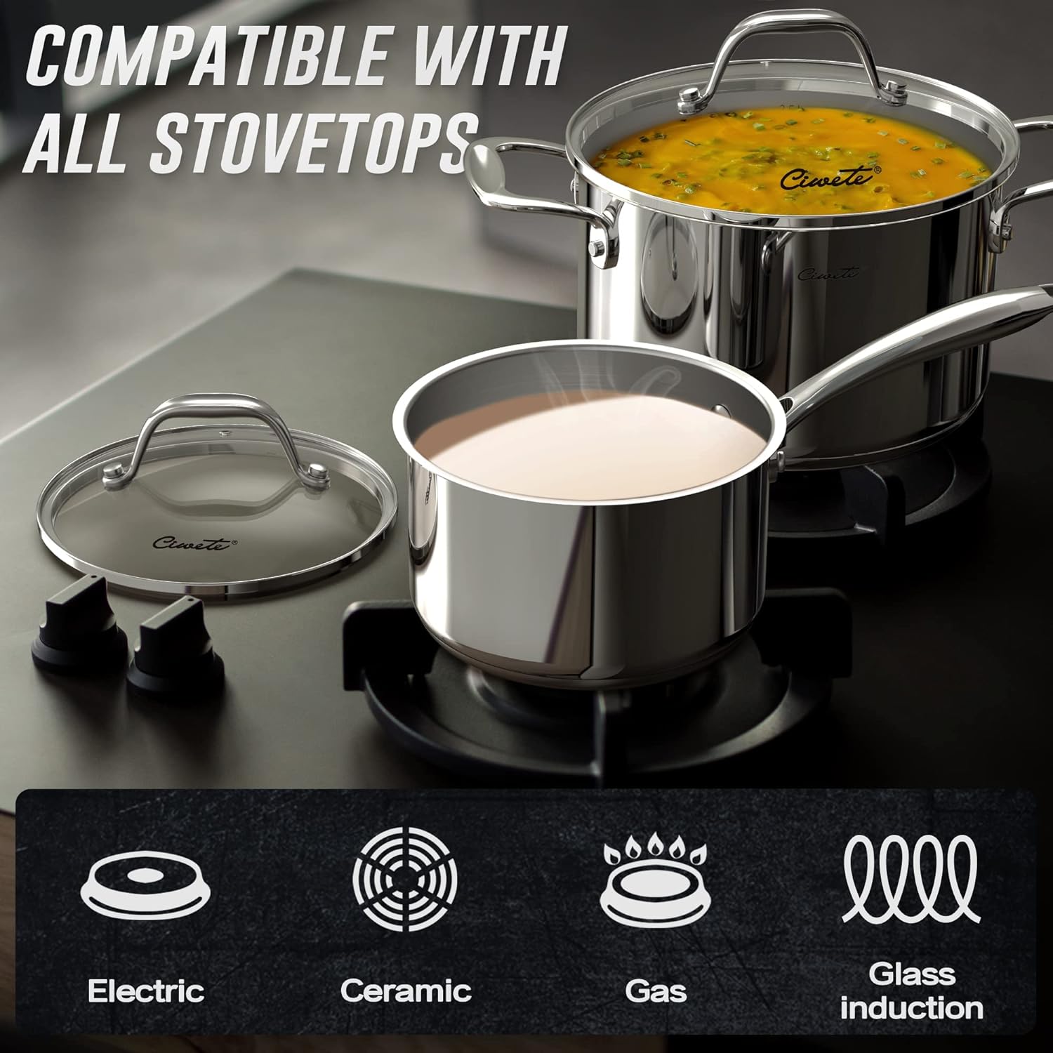 Ciwete 11-Piece Tri-Ply Stainless Steel Set